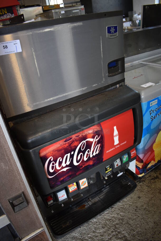 2015 Manitowoc Model IY0304A-161 Stainless Steel Commercial Ice Head on Stainless Steel Commercial 8 Flavor Carbonated Beverage Machine. 115 Volts, 1 Phase. 30x31x53  - Image 5 of 7