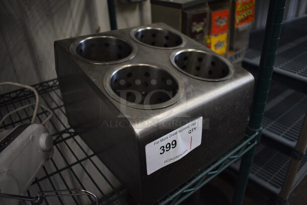 Stainless Steel Countertop 4 Slot Silverware Holder w/ 4 Drop Ins. 10x12x8.5 - Image 2 of 3