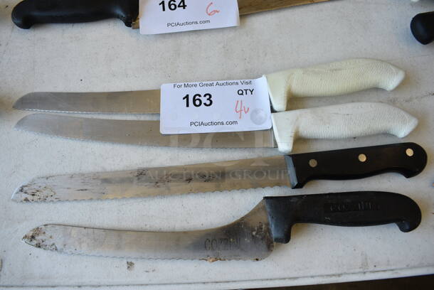 4 Various Stainless Steel Serrated Knives. Includes 15