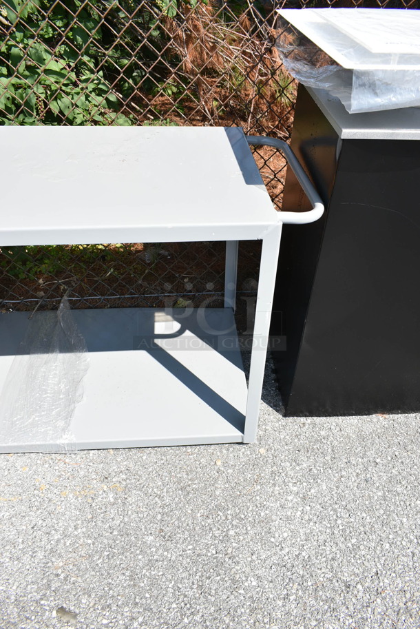 BRAND NEW SCRATCH AND DENT! Lavex Gray Metal 2 Tier Cart. - Image 4 of 5