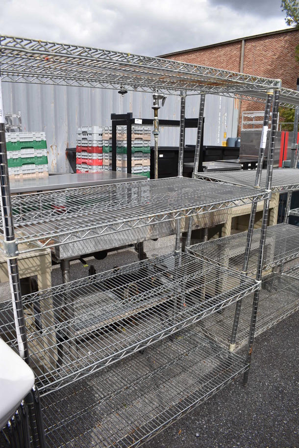 Chrome Finish 4 Tier Wire Shelving Unit. BUYER MUST DISMANTLE. PCI CANNOT DISMANTLE FOR SHIPPING. PLEASE CONSIDER FREIGHT CHARGES. 48x24x63 - Image 4 of 4