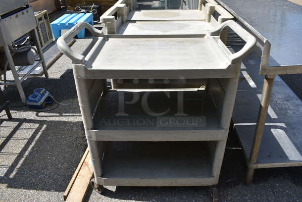 Gray Poly 3 Tier Cart w/ Push Handles on Commercial Casters. 33x18.5x38