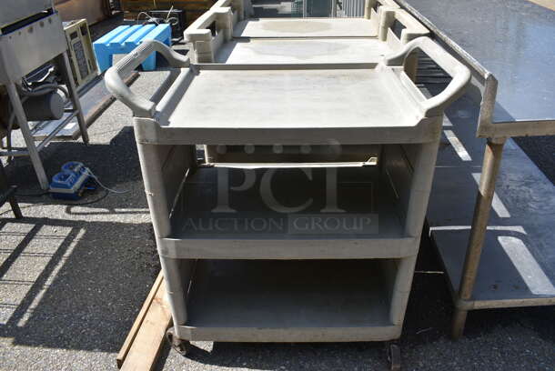 Gray Poly 3 Tier Cart w/ Push Handles on Commercial Casters. 33x18.5x38 - Image 1 of 3
