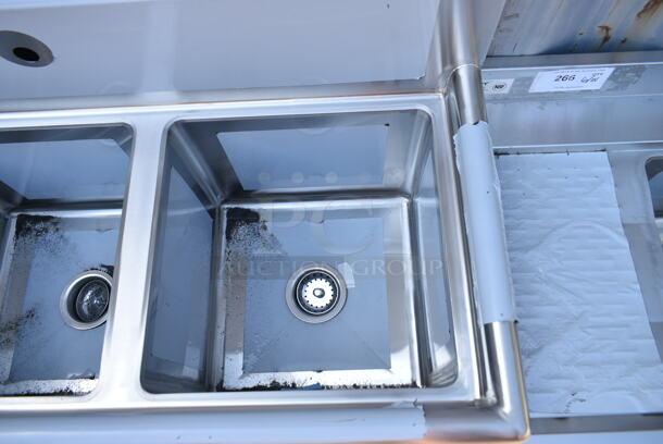 BRAND NEW SCRATCH AND DENT! Regency 600S3151515L Stainless Steel Commercial 3 Bay Sink w/ Left Side Drain Board. Bays 15x15. Drain Board 13.5x17 - Image 3 of 8