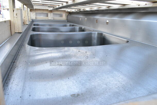 BRAND NEW! Elkay Stainless Steel Commercial 3 Bay Sink w/ Dual Drain Boards. No Legs.  - Image 5 of 6