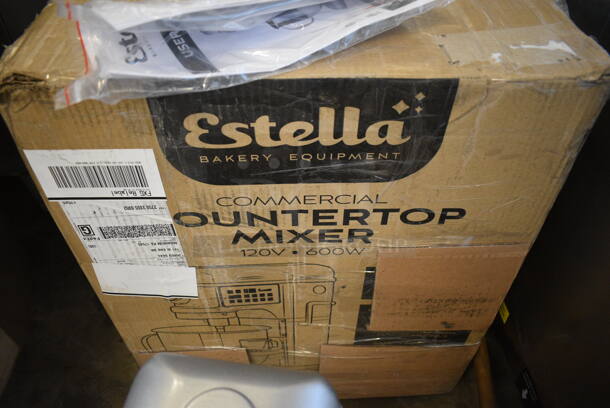 BRAND NEW IN BOX! Estella Model 348EMIX8 Metal Commercial Countertop 8 Quart Planetary Dough Mixer w/ Stainless Steel Mixing Bowl, Whisk, Paddle and Dough Hook Attachment. Unit Was Only Used as a Demonstration at Trade Shows. 120 Volts, 1 Phase. 13x16x20. Tested and Working! - Image 5 of 7
