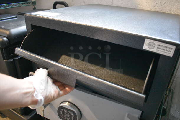 Mesa Black and Gray Metal 2 Compartment Drop Safe. Does Not Come w/ Combination. 20x20x30 - Image 4 of 6