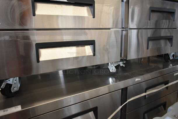 BRAND NEW SCRATCH AND DENT! 2023 Avantco 178CBE72HC Stainless Steel Commercial 4 Drawer Chef Base on Commercial Casters. 115 Volts, 1 Phase. Tested and Working! - Image 3 of 9