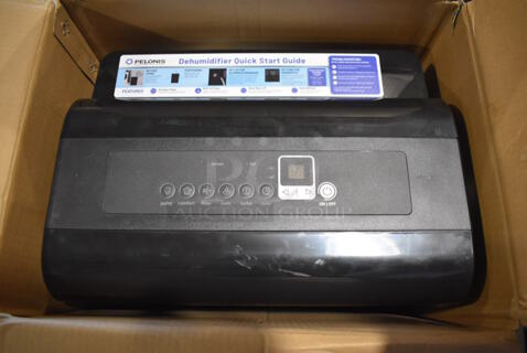 IN ORIGINAL BOX! Pelonis PAD50P1ABL Metal 50 Pint Dehumidifier. 120 Volts, 1 Phase. 15x11x24