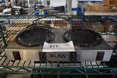 Bunn WX2 Stainless Steel Commercial Countertop 2 Burner Coffee Pot Warmer. 120 Volts, 1 Phase. 14x7x2.5. Tested and Working!