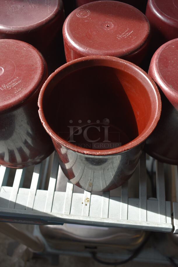 ALL ONE MONEY! Lot of 22 Maroon Poly Bins! 5x5x5 - Image 2 of 3