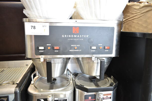 Grindmaster AP-400E Stainless Steel Commercial Countertop Double Coffee Machine w/ Hot Water Dispenser, 2 Metal Brew Basket and Brew Basket Filters. 208/240 Volts, 1 Phase.  - Image 3 of 11