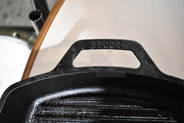 ALL ONE MONEY! Lot of Clear Poly Salad Spinner, Steak Fork, Spatula, Tongs and Lodge Cast Iron Skillet. - Image 8 of 9