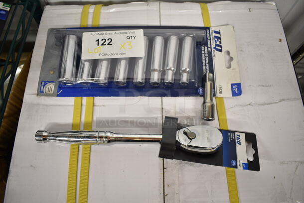 3 BRAND NEW! Items; TEQ Ratchet, TEQ Socket and TEQ 8 Piece Socket Set. 3 Times Your Bid! - Image 2 of 8