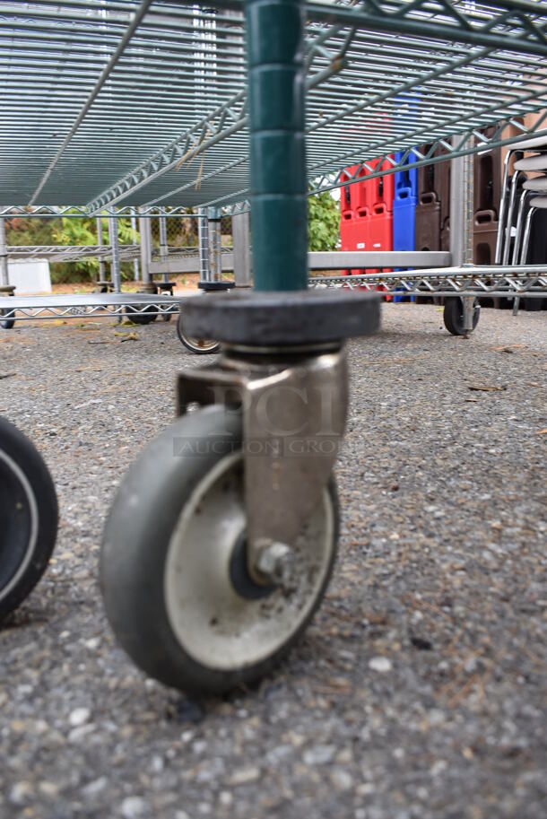 Metro Poly and Metal 4 Tier Wire Shelving Unit on Commercial Casters. BUYER MUST DISMANTLE. PCI CANNOT DISMANTLE FOR SHIPPING. PLEASE CONSIDER FREIGHT CHARGES. 48x24x80 - Image 5 of 6