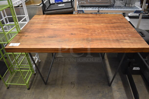 Wooden Table on Metal Frame. 53x36x30