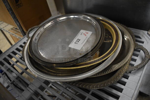 ALL ONE MONEY! Lot of 6 Various Serving Trays! Includes 15x15x0.5 - Image 2 of 7