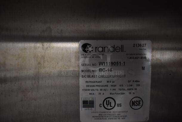 2013 Randell BC-18 Stainless Steel Commercial Floor Style Blast Chiller. 115/230 Volts, 1 Phase. 40x36x71 - Image 5 of 6