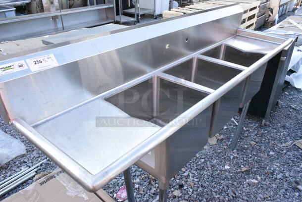 BRAND NEW SCRATCH AND DENT! Regency 600S31515215 Stainless Steel Commercial 3 Bay Sink w/ Dual Drain Boards. Bays 15x15x12. Drain Boards 13x17 - Image 3 of 3