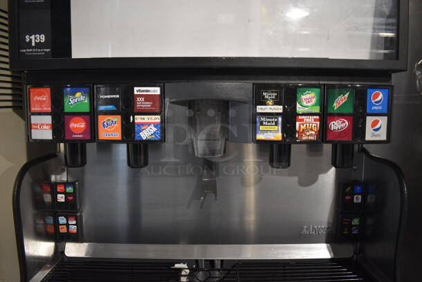 2017 Lancer Model FS30 Stainless Steel Commercial Countertop 16 Flavor Carbonated Beverage Machine on Stainless Steel Soda Station w/ 5 Cup Dispensers and 2 Doors. 115 Volts, 1 Phase. 36x43x76 - Image 4 of 9