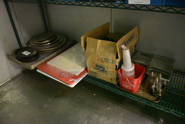 ALL ONE MONEY! Tier Lot of Various Metal Baking Pans, Cutting Boards and Drop In Bins. (kitchen) - Image 1 of 6