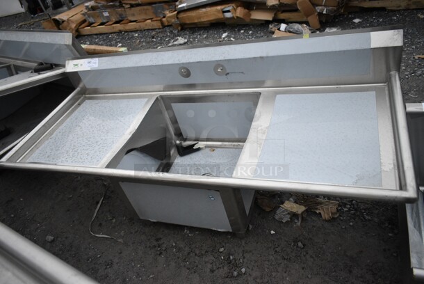 BRAND NEW SCRATCH AND DENT! Regency 600S12424224 Stainless Steel Single Bay Sink w/ Dual Drain Boards. Bay 24x24x14. Drain Boards 22.5x26. No Legs.  - Image 1 of 7