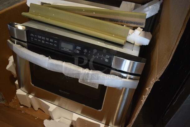 BRAND NEW IN BOX! Sharp KB6524PSY Insight Pro Stainless Steel Drawer Microwave. 24x26x16 - Image 3 of 7
