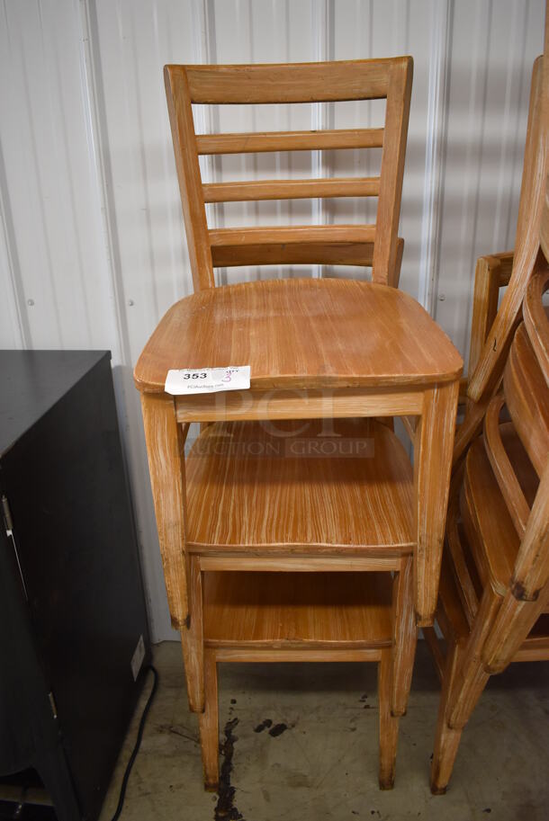3 Wood Pattern Dining Chairs w/ Ladder Back Seats. 16x18x31. 3 Times Your Bid! - Image 4 of 6