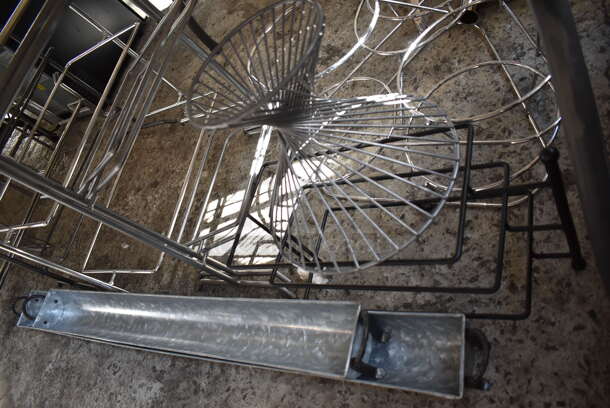 ALL ONE MONEY! Lot of Items Under Table Including 10 Various Metal Stands and 2 Metal Bins - Image 8 of 9