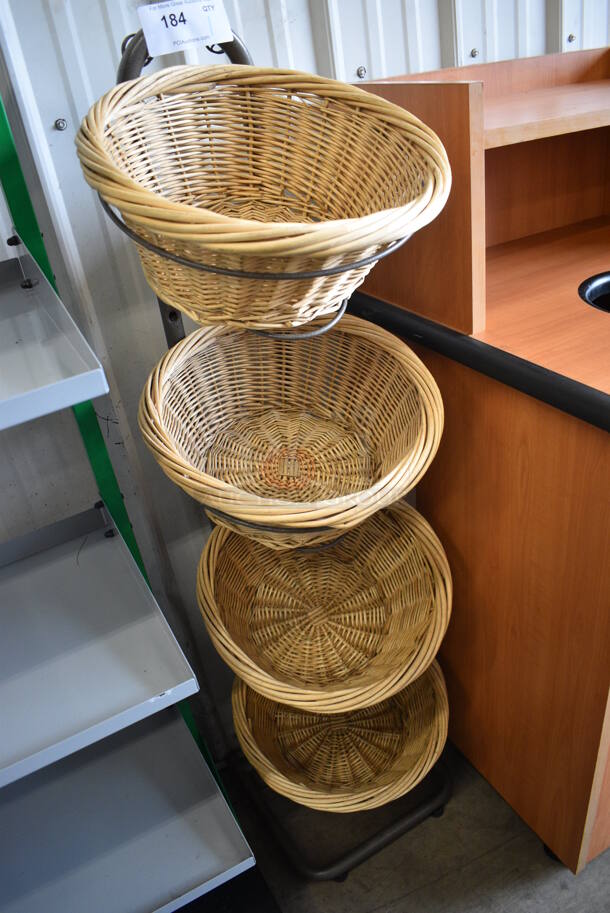 Gray Metal Floor Style 4 Tier Rack w/ 4 Baskets. 15x15x53 - Image 3 of 3