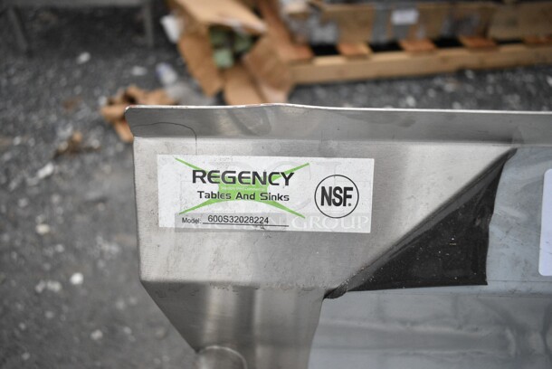 BRAND NEW SCRATCH AND DENT! Regency 600S32028224 115" 16-Gauge Stainless Steel Three Compartment Commercial Sink with 2 Drainboards - 20" x 28" x 14" Bowls. No Legs.  - Image 10 of 10