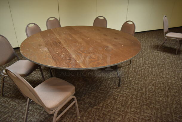 9 Wood Pattern Round Folding Tables. 9 Times Your Bid! BUYER MUST REMOVE. (ballroom #2) - Image 9 of 10