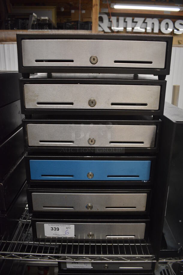 6 Metal Cash Drawers w/ Stainless Steel Face. 16x16.5x4.5. 6 Times Your Bid!