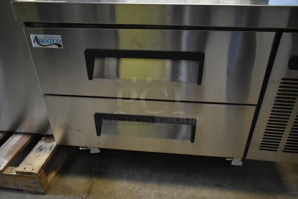 BRAND NEW SCRATCH AND DENT! 2023 Avantco 178CBE36HC Stainless Steel Commercial 2 Drawer Refrigerated Chef Base on Commercial Casters. 115 Volts, 1 Phase. Tested and Working! - Image 5 of 8