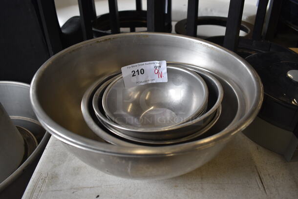 9 Various Metal Bowls. Includes 16x16x6. 9 Times Your Bid!