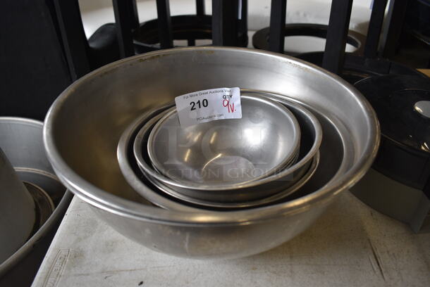 9 Various Metal Bowls. Includes 16x16x6. 9 Times Your Bid! - Image 1 of 3