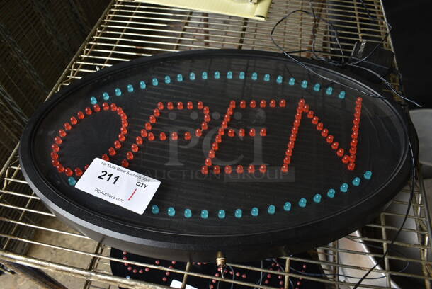 Open Sign. 23x2x14. Cannot Test Due To Cut Power Cord - Image 1 of 3