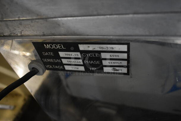 Anko Model SD-97B Stainless Steel Commercial Floor Style Automatic Encrusting and Forming Machine on Commercial Casters. 220 Volts, 1 Phase.  - Image 4 of 10