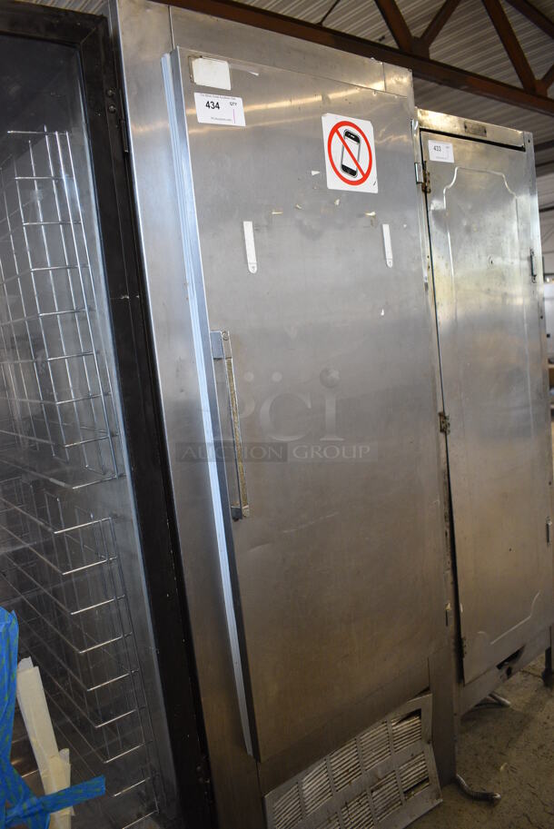 Leader Model LR30 Stainless Steel Commercial Single Door Reach In Cooler w/ Metal Racks. 115 Volts, 1 Phase. 30x33x74.5. Tested and Powers On But Temps At 40 Degrees - Image 1 of 5