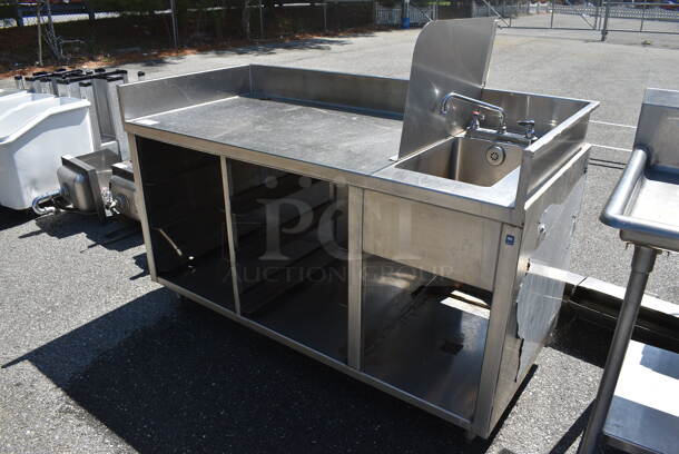Stainless Steel Commercial Table w/ Sink Basin, Faucet, Handles, Splash Guard and Under Shelf. 66x30x53 - Image 2 of 7
