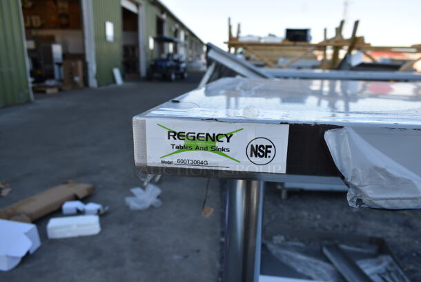 BRAND NEW SCRATCH AND DENT! Regency 600T3084G Stainless Steel Commercial Table w/ Under Shelf. - Image 4 of 4