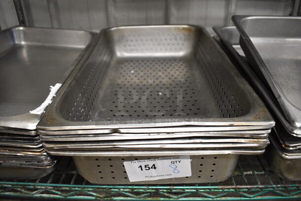 8 Stainless Steel Perforated Full Size Drop In Bins. 1/1x4. 8 Times Your Bid!
