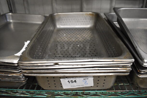 8 Stainless Steel Perforated Full Size Drop In Bins. 1/1x4. 8 Times Your Bid! - Image 1 of 3