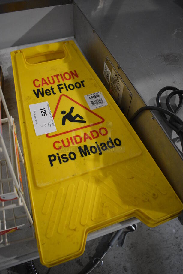 3 Yellow Poly Wet Floor Caution Signs. 12x1x25. 3 Times Your Bid! - Image 3 of 3