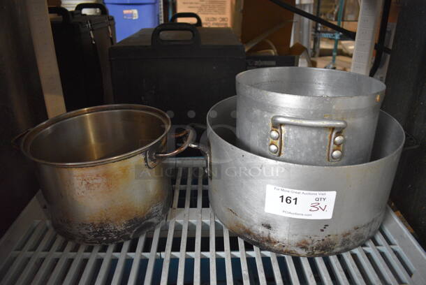 3 Various Metal Stock Pots. Includes 13x10.5x7. 3 Times Your Bid!