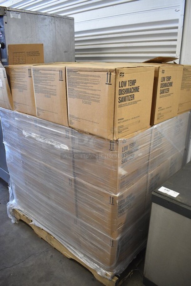 PALLET LOT OF 48 BRAND NEW Boxes of Swisher Low Temp Dishmachine Sanitizer Jugs. 4 Jugs Per Box. Total of 192 Jugs. 6x6x12. 48 Times Your Bid! - Image 5 of 6