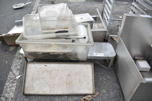 ALL ONE MONEY! Lot of Various Items Including Poly Bins, Shelf and Solid Dunnage Rack - Image 1 of 7