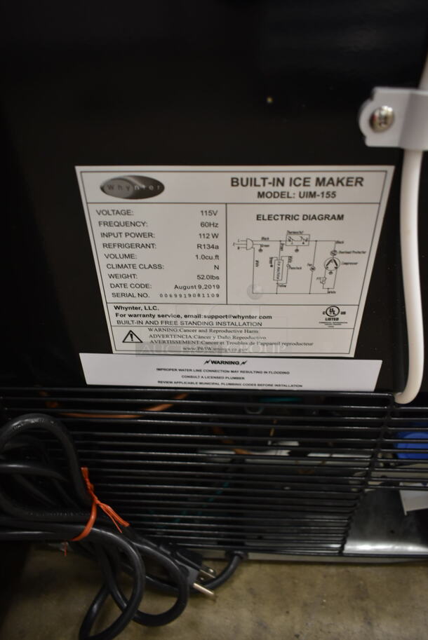BRAND NEW SCRATCH AND DENT! Whynter UIM-155 Stainless Steel Built In Ice Maker Machine Stainless Steel 12lb. 115 Volts, 1 Phase. Tested and Working! - Image 4 of 4