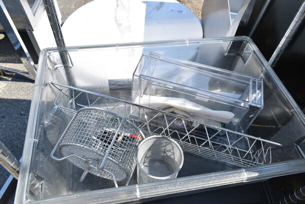 Black Poly 2 Tier Cart w/ Contents including Metal Wire Bins. - Image 6 of 12