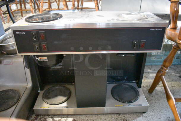 Bunn VPS Stainless Steel Commercial Countertop 3 Burner Coffee Machine w/ Poly Brew Basket. 120 Volts, 1 Phase. 23x9x19